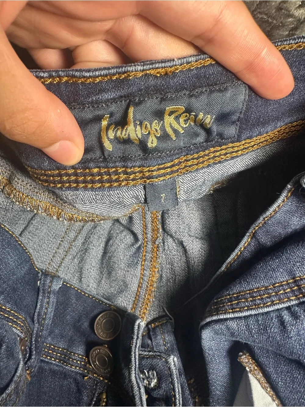 Indigo Rein Dark Blue Distressed Ankle Jeans